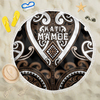 Aotearoa Kati Mamoe Beach Blanket Maori Tribal Pattern LT05 One Size 150cm Brown - Polynesian Pride
