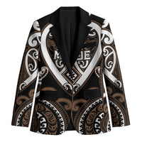Custom Aotearoa Kati Mamoe Blazer Maori Tribal Pattern LT05 Unisex Brown - Polynesian Pride