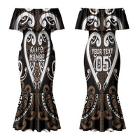 Custom Aotearoa Kati Mamoe Couples Matching Mermaid Dress and Long Sleeve Button Shirt Maori Tribal Pattern LT05 - Polynesian Pride