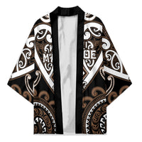 Custom Aotearoa Kati Mamoe Kimono Maori Tribal Pattern LT05 Unisex Brown - Polynesian Pride
