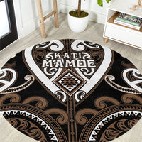 Aotearoa Kati Mamoe Round Carpet Maori Tribal Pattern LT05 Brown - Polynesian Pride