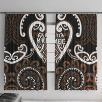Aotearoa Kati Mamoe Window Curtain Maori Tribal Pattern LT05 With Hooks Brown - Polynesian Pride