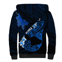 Personalized Hawaii Maui Sherpa Hoodie Polynesian Fish Hook Hibiscus Blue Version LT05 - Polynesian Pride