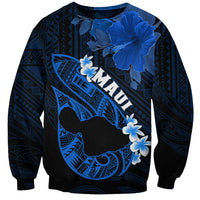 Personalized Hawaii Maui Sweatshirt Polynesian Fish Hook Hibiscus Blue Version LT05 Unisex Blue - Polynesian Pride