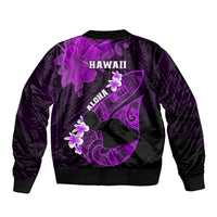 Hawaii Maui Bomber Jacket Polynesian Fish Hook Hibiscus Purple Version LT05 - Polynesian Pride