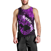 Hawaii Maui Men Tank Top Polynesian Fish Hook Hibiscus Purple Version LT05 - Polynesian Pride