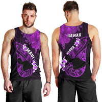 Hawaii Maui Men Tank Top Polynesian Fish Hook Hibiscus Purple Version LT05 - Polynesian Pride