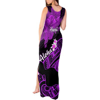 Hawaii Maui Tank Maxi Dress Polynesian Fish Hook Hibiscus Purple Version LT05 - Polynesian Pride