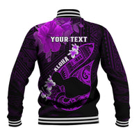 Personalized Hawaii Maui Baseball Jacket Polynesian Fish Hook Hibiscus Purple Version LT05 - Polynesian Pride