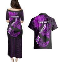 Personalized Hawaii Maui Couples Matching Puletasi Dress and Hawaiian Shirt Polynesian Fish Hook Hibiscus Purple Version LT05 - Polynesian Pride