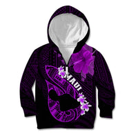 Personalized Hawaii Maui Kid Hoodie Polynesian Fish Hook Hibiscus Purple Version LT05 Zip Hoodie Purple - Polynesian Pride