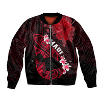 Hawaii Maui Bomber Jacket Polynesian Fish Hook Hibiscus Red Version LT05 Unisex Red - Polynesian Pride
