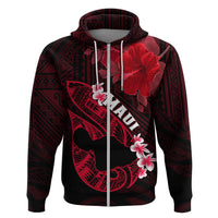 Hawaii Maui Hoodie Polynesian Fish Hook Hibiscus Red Version LT05 Zip Hoodie Red - Polynesian Pride