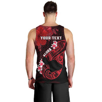 Personalized Hawaii Maui Men Tank Top Polynesian Fish Hook Hibiscus Red Version LT05 - Polynesian Pride