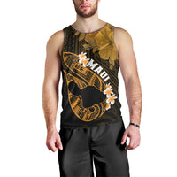 Hawaii Maui Men Tank Top Polynesian Fish Hook Hibiscus Gold Version LT05 - Polynesian Pride