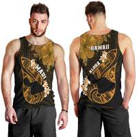 Hawaii Maui Men Tank Top Polynesian Fish Hook Hibiscus Gold Version LT05 - Polynesian Pride