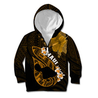 Personalized Hawaii Maui Kid Hoodie Polynesian Fish Hook Hibiscus Gold Version LT05 Zip Hoodie Gold - Polynesian Pride