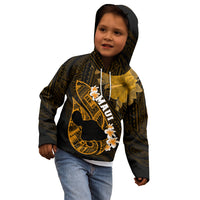 Personalized Hawaii Maui Kid Hoodie Polynesian Fish Hook Hibiscus Gold Version LT05 - Polynesian Pride