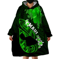 Hawaii Maui Wearable Blanket Hoodie Polynesian Fish Hook Hibiscus Green Version LT05 - Polynesian Pride