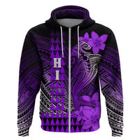 Personalized Hawaii Hoodie Hammerhead Shark Kakau Polynesian Tribal Purple LT05 - Polynesian Pride