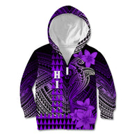 Personalized Hawaii Kid Hoodie Hammerhead Shark Kakau Polynesian Tribal Purple LT05 Zip Hoodie Purple - Polynesian Pride