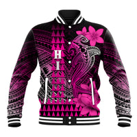 Personalized Hawaii Baseball Jacket Hammerhead Shark Kakau Polynesian Tribal Pink LT05 Unisex Pink - Polynesian Pride