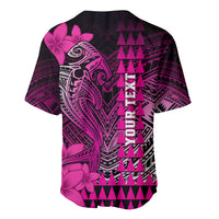 Personalized Hawaii Baseball Jersey Hammerhead Shark Kakau Polynesian Tribal Pink LT05 - Polynesian Pride