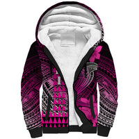 Personalized Hawaii Sherpa Hoodie Hammerhead Shark Kakau Polynesian Tribal Pink LT05 Unisex Pink - Polynesian Pride