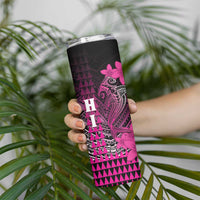 Personalized Hawaii Skinny Tumbler Hammerhead Shark Kakau Polynesian Tribal Pink LT05 - Polynesian Pride