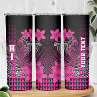 Personalized Hawaii Skinny Tumbler Hammerhead Shark Kakau Polynesian Tribal Pink LT05 - Polynesian Pride