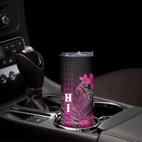 Personalized Hawaii Skinny Tumbler Hammerhead Shark Kakau Polynesian Tribal Pink LT05 - Polynesian Pride