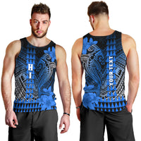 Personalized Hawaii Men Tank Top Hammerhead Shark Kakau Polynesian Tribal Blue LT05 - Polynesian Pride