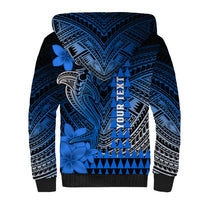 Personalized Hawaii Sherpa Hoodie Hammerhead Shark Kakau Polynesian Tribal Blue LT05 - Polynesian Pride