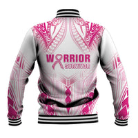 Breast Cancer Pink Out Baseball Jacket Polynesian Art Tattoo White Version