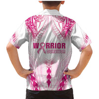 Breast Cancer Pink Out Family Matching Mermaid Dress and Hawaiian Shirt Polynesian Art Tattoo White Version