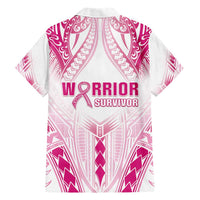 Breast Cancer Pink Out Family Matching Short Sleeve Bodycon Dress and Hawaiian Shirt Polynesian Art Tattoo White Version
