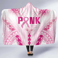 Breast Cancer Pink Out Hooded Blanket Polynesian Art Tattoo White Version LT05 One Size White - Polynesian Pride