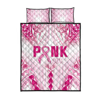 Breast Cancer Pink Out Quilt Bed Set Polynesian Art Tattoo White Version