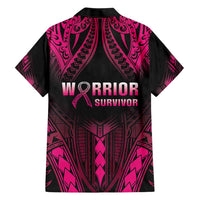 Breast Cancer Pink Out Family Matching Short Sleeve Bodycon Dress and Hawaiian Shirt Polynesian Art Tattoo Black Version