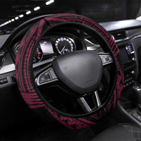 Breast Cancer Pink Out Steering Wheel Cover Polynesian Art Tattoo Black Version LT05 Universal Fit Black - Polynesian Pride
