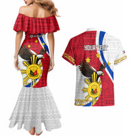 Personalized Philippines Couples Matching Mermaid Dress and Hawaiian Shirt The Eight-Rayed Sun Bald Eagle Polynesian Pattern LT05 - Polynesian Pride