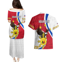 Personalized Philippines Couples Matching Puletasi Dress and Hawaiian Shirt The Eight-Rayed Sun Bald Eagle Polynesian Pattern LT05 - Polynesian Pride