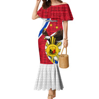Personalized Philippines Mermaid Dress The Eight-Rayed Sun Bald Eagle Polynesian Pattern LT05 Women Red - Polynesian Pride