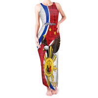 Personalized Philippines Tank Maxi Dress The Eight-Rayed Sun Bald Eagle Polynesian Pattern LT05 Women Red - Polynesian Pride