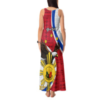 Personalized Philippines Tank Maxi Dress The Eight-Rayed Sun Bald Eagle Polynesian Pattern LT05 - Polynesian Pride