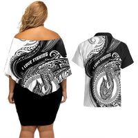 Go Fishing Couples Matching Off Shoulder Short Dress and Hawaiian Shirt Polynesian Pattern LT05 - Polynesian Pride