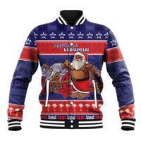 Samoa Christmas Baseball Jacket Samoan Santa Claus Manuia Le Kerisimasi LT05 Unisex Blue - Polynesian Pride