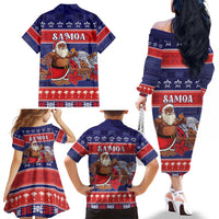 Samoa Christmas Family Matching Off The Shoulder Long Sleeve Dress and Hawaiian Shirt Samoan Santa Claus Manuia Le Kerisimasi
