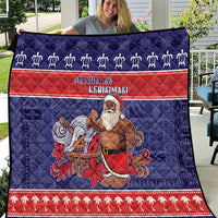 Samoa Christmas Quilt Samoan Santa Claus Manuia Le Kerisimasi LT05 Blue - Polynesian Pride