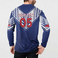 Super Toa Samoa Rugby Custom Button Sweatshirt Warrior Spirit LT05
